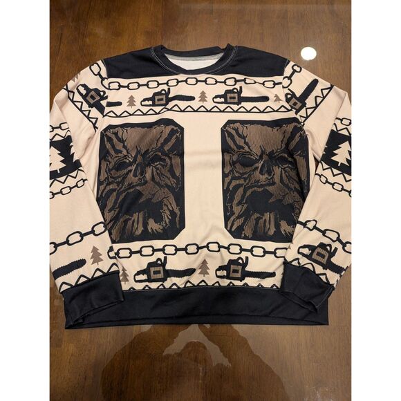 Evil Dead Sweater Featuring Chainsaws, Necronomicon, Cabin in Woods - Fits L-XL - Picture 1 of 5